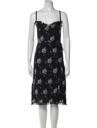 Pre-owned Brock Collection Floral Print Midi Length Dress In Blue