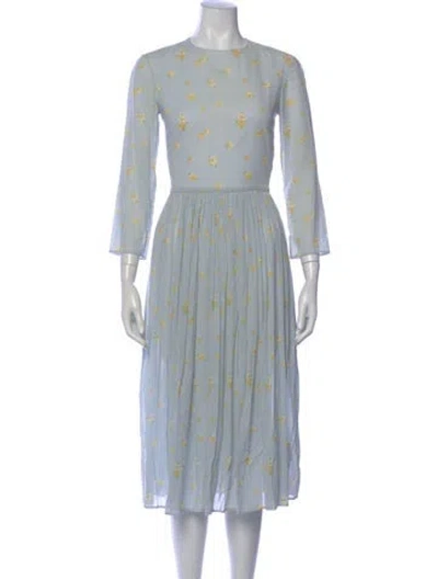 Pre-owned Brock Collection Floral Print Midi Length Dress In Blue