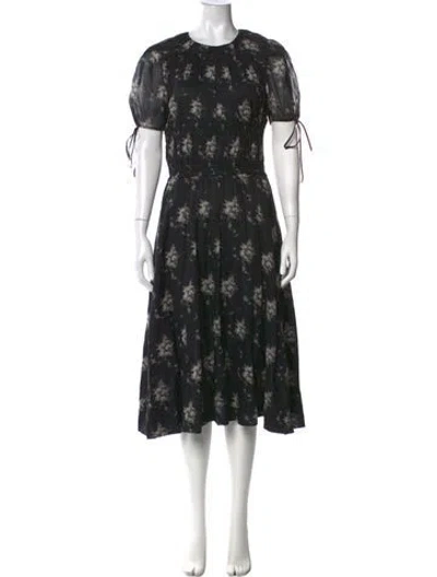 Pre-owned Brock Collection Floral Print Midi Length Dress In Blue