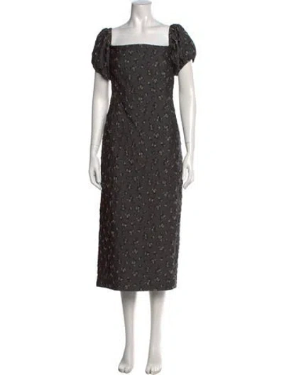 Pre-owned Brock Collection Floral Print Midi Length Dress In Grey