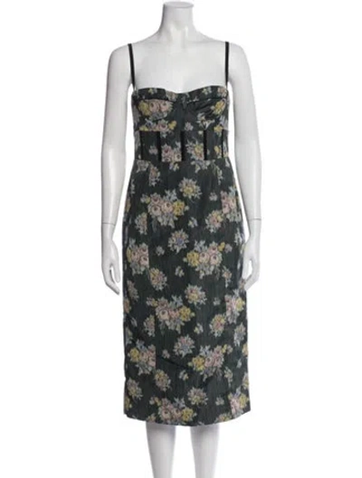 Pre-owned Brock Collection Floral Print Midi Length Dress In Multi