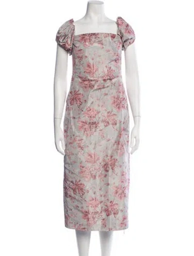 Pre-owned Brock Collection Floral Print Midi Length Dress In Multicolor