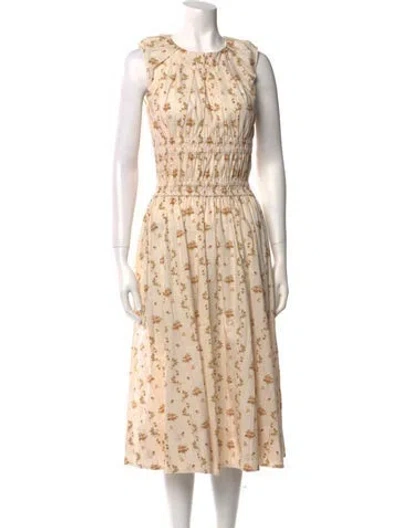 Pre-owned Brock Collection Floral Print Midi Length Dress In Neutral