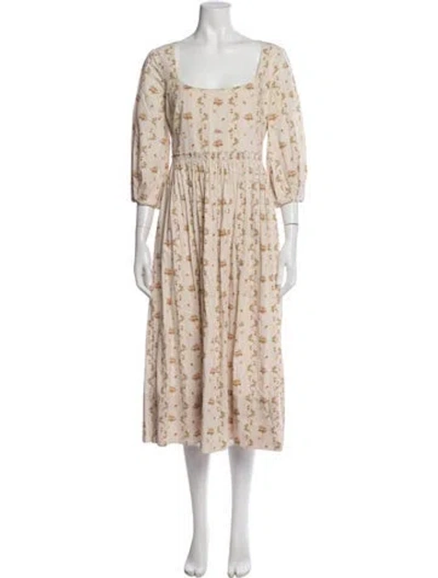 Pre-owned Brock Collection Floral Print Midi Length Dress In Neutral