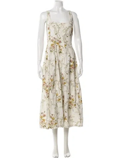 Pre-owned Brock Collection Floral Print Midi Length Dress In Neutral