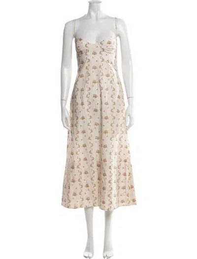 Pre-owned Brock Collection Floral Print Midi Length Dress In Neutral