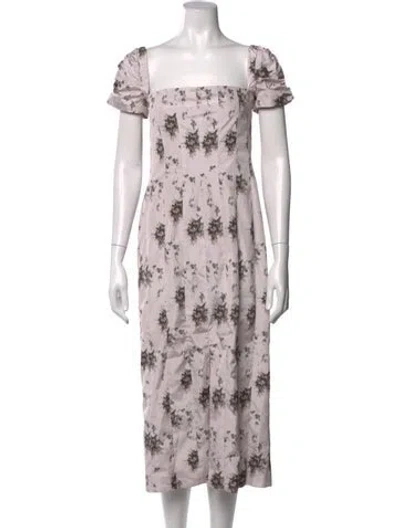 Pre-owned Brock Collection Floral Print Midi Length Dress In Neutrals