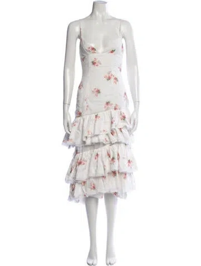Pre-owned Brock Collection Floral Print Midi Length Dress In Neutrals