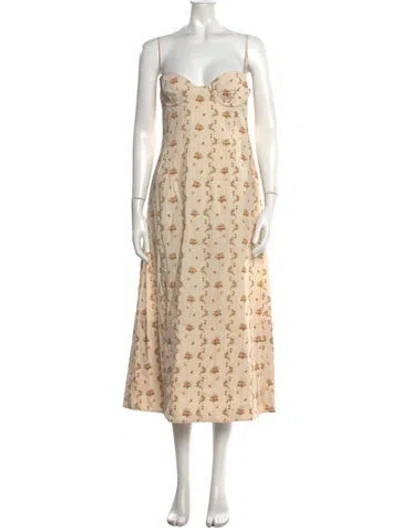 Pre-owned Brock Collection Floral Print Midi Length Dress In Neutrals