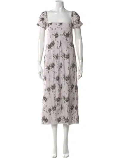 Pre-owned Brock Collection Floral Print Midi Length Dress In Pink