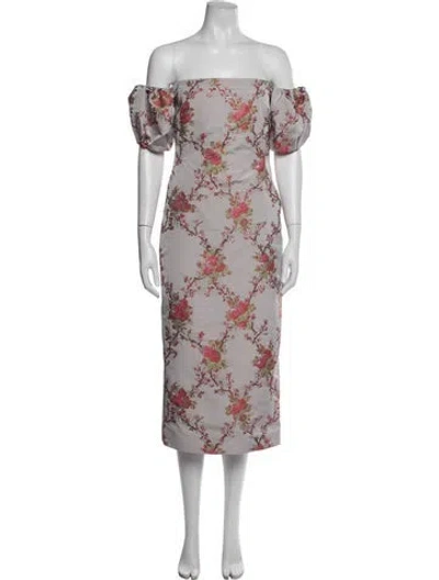 Pre-owned Brock Collection Floral Print Midi Length Dress In Purple