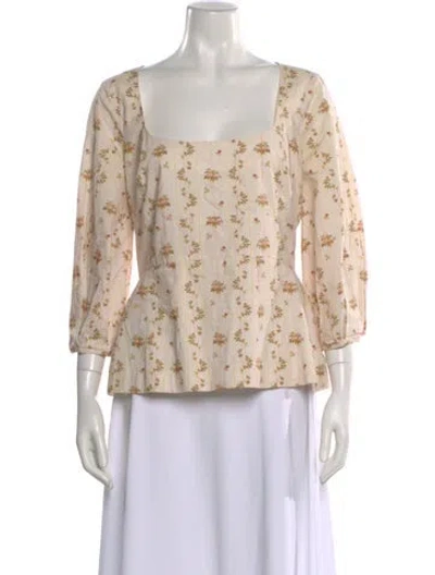 Pre-owned Brock Collection Floral Print Square Neckline Blouse In Neutral