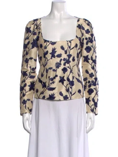 Pre-owned Brock Collection Floral Print Square Neckline Top In Neutral