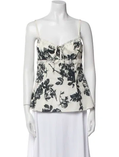 Pre-owned Brock Collection Floral Print Square Neckline Top In Neutral