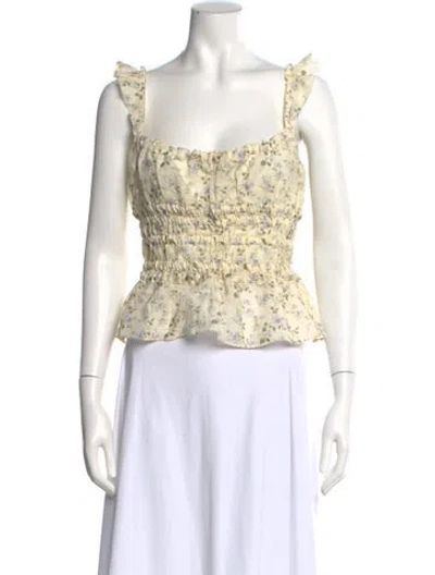 Pre-owned Brock Collection Floral Print Square Neckline Top In Neutral