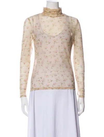 Pre-owned Brock Collection Floral Print Turtleneck Top In Neutral