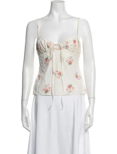 Pre-owned Brock Collection Floral Print V-neck Top In Neutrals