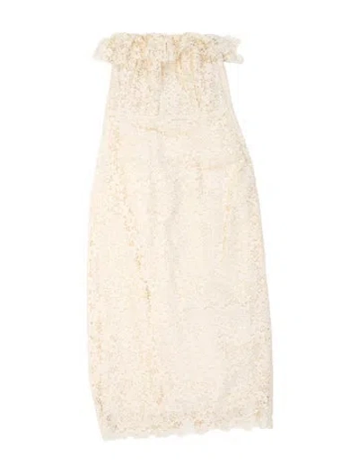Pre-owned Brock Collection Lace Pattern Long Dress In Neutrals/yellow