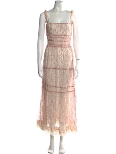 Pre-owned Brock Collection Lace Pattern Long Dress In Pink