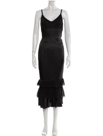 Pre-owned Brock Collection Lace Pattern Midi Length Dress In Black