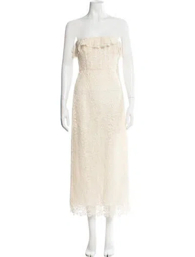 Pre-owned Brock Collection Lace Pattern Midi Length Dress In Neutrals