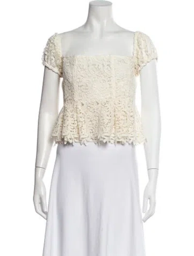 Pre-owned Brock Collection Lace Pattern Square Neckline Blouse W/ Tags In Neutral