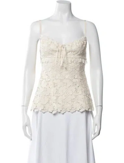 Pre-owned Brock Collection Lace Pattern V-neck Top In Neutrals