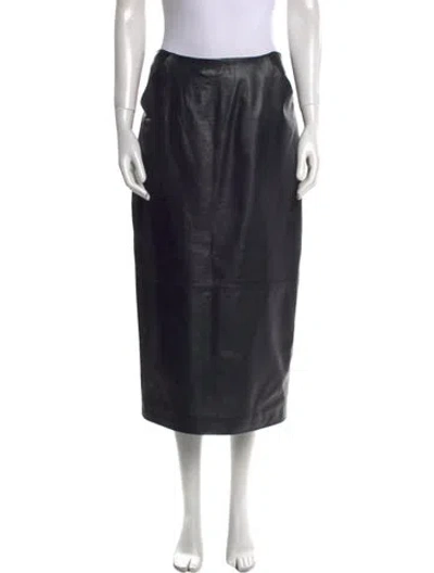 Pre-owned Brock Collection Lambskin Midi Length Skirt In Black
