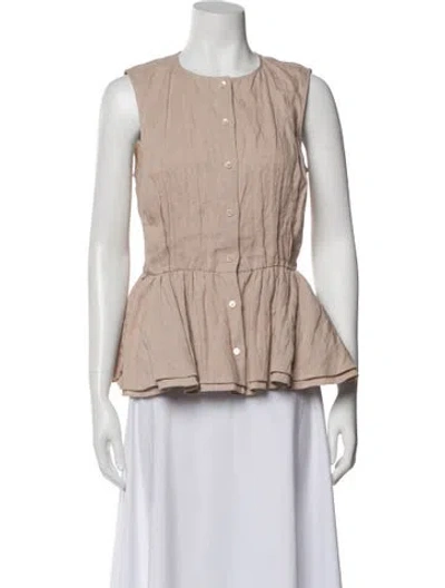 Pre-owned Brock Collection Linen Crew Neck Blouse W/ Tags In Neutral