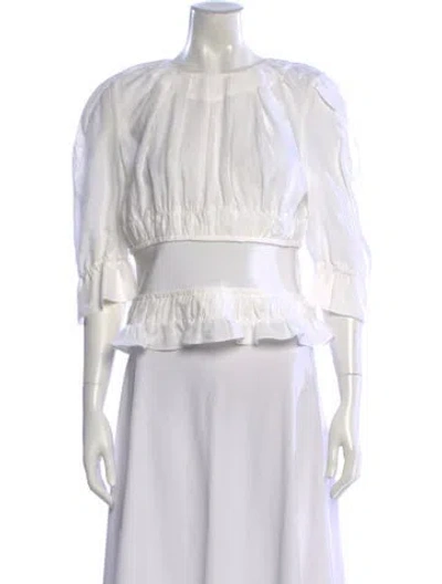 Pre-owned Brock Collection Linen Crew Neck Blouse In White