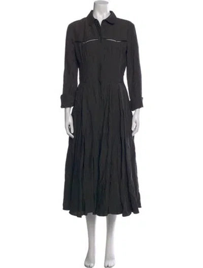Pre-owned Brock Collection Linen Long Dress In Gray