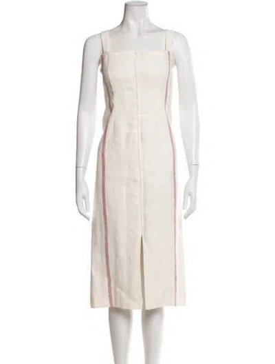 Pre-owned Brock Collection Linen Midi Length Dress In Neutrals