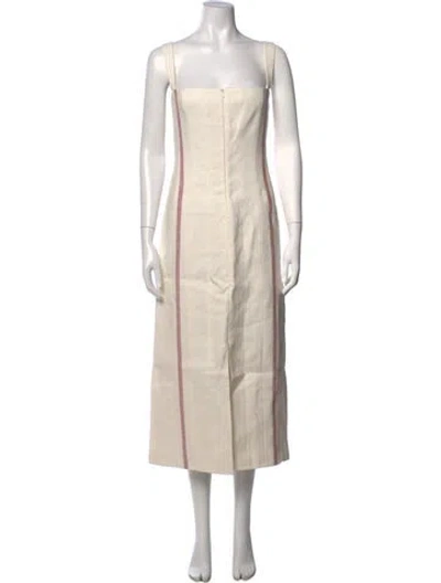 Pre-owned Brock Collection Linen Midi Length Dress In Neutrals