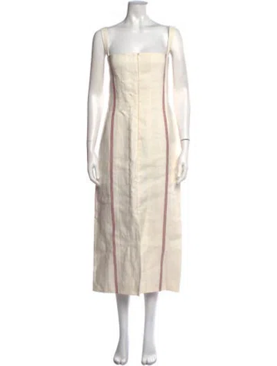 Pre-owned Brock Collection Linen Midi Length Dress In Neutrals