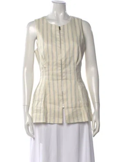 Pre-owned Brock Collection Linen Striped Top In Neutral