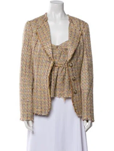 Pre-owned Brock Collection Linen Tweed Pattern Skirt Suit In Neutral