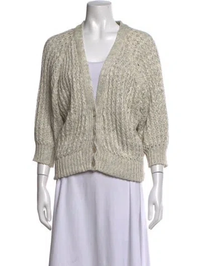 Pre-owned Brock Collection Linen V-neck Sweater In Grey