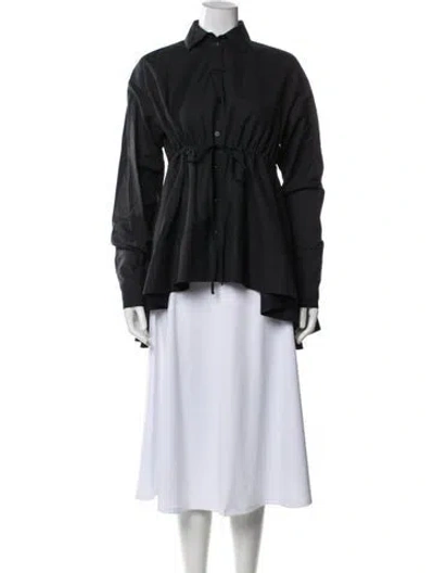 Pre-owned Brock Collection Long Sleeve Button-up Top In Black