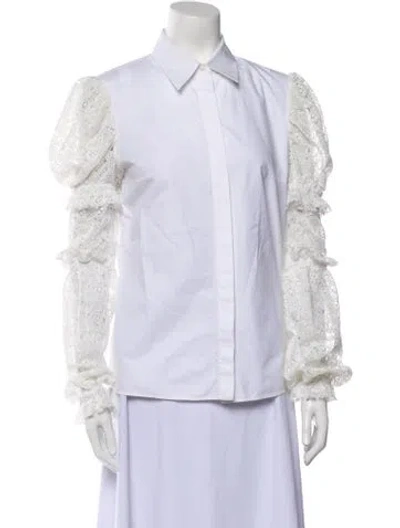 Pre-owned Brock Collection Long Sleeve Button-up Top In White