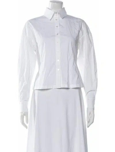 Pre-owned Brock Collection Long Sleeve Button-up Top In White