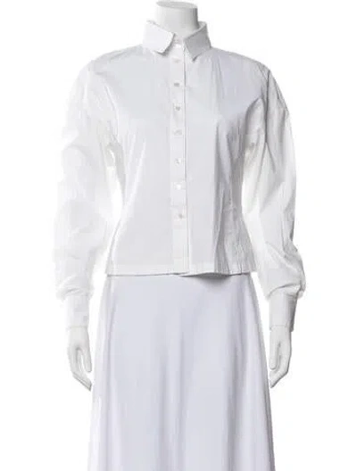Pre-owned Brock Collection Long Sleeve Button-up Top In White