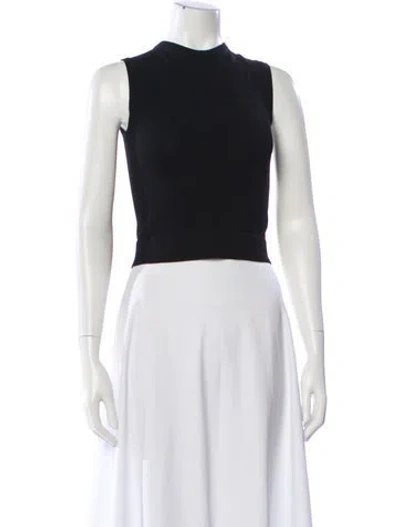 Pre-owned Brock Collection Mock Neck Sleeveless Crop Top In Black