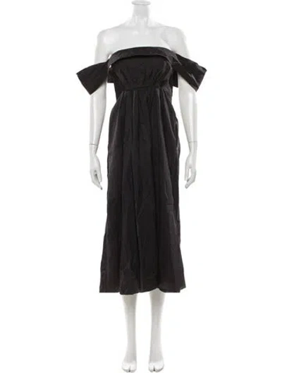 Pre-owned Brock Collection Off-the-shoulder Midi Length Dress In Black