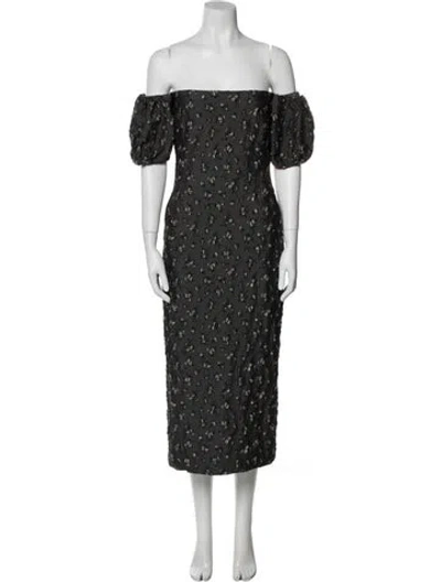 Pre-owned Brock Collection Off-the-shoulder Midi Length Dress In Gray