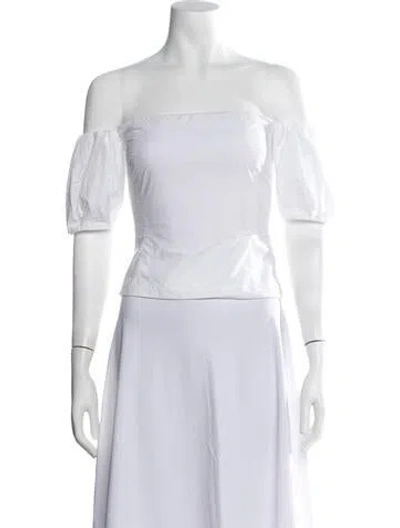 Pre-owned Brock Collection Off-the-shoulder Short Sleeve Top In White