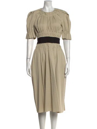 Pre-owned Brock Collection Plaid Print Midi Length Dress In Neutrals