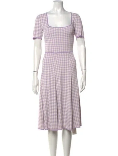 Pre-owned Brock Collection Plaid Print Midi Length Dress In Purple