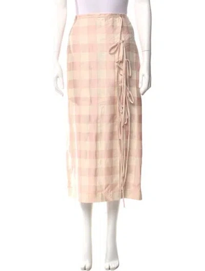 Pre-owned Brock Collection Plaid Print Midi Length Skirt In Pink