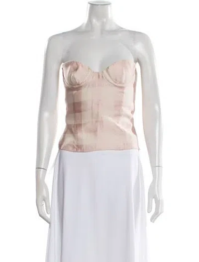 Pre-owned Brock Collection Plaid Print Strapless Top In Pink