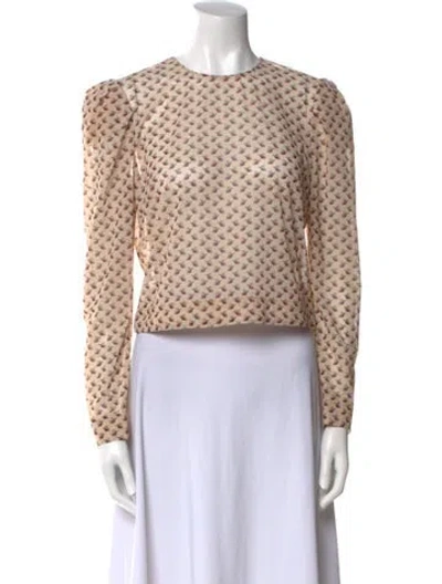Pre-owned Brock Collection Printed Crew Neck Crop Top In Neutral